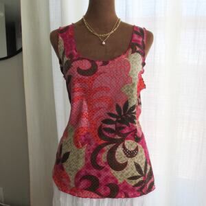 Y2K INC International Concepts Tropical Paisley Hot Pink Tank Shiny Size Large